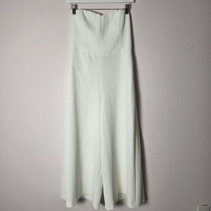 Club Monaco Strapless White Midi Wide Leg Jumpsuit Size 8 Pockets Bridal Shower